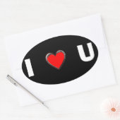 私はUが大好き"ハートアート" 楕円形シール (封筒)