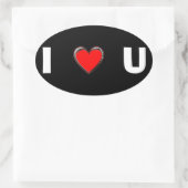 私はUが大好き"ハートアート" 楕円形シール (バッグ)