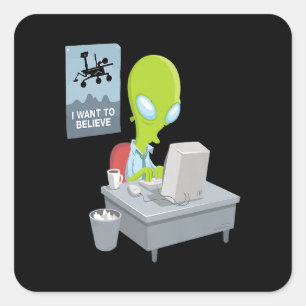 私はufoの信じエイリアンのエイリアンおもしろいgi スクエアシール