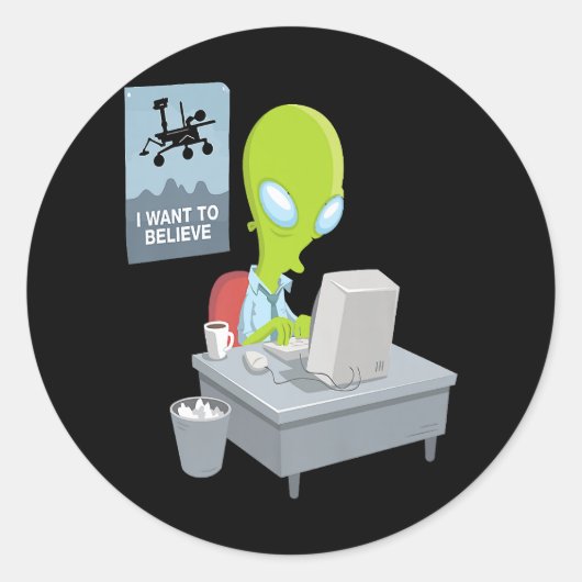 私はufoの信じエイリアンのエイリアンおもしろいgi ラウンドシール (正面)