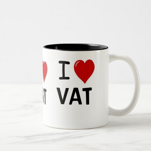 私はVAT I愛VAT IハートVATの三倍を味方しました愛します ツートーンマグカップ (右)
