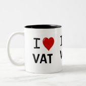 私はVAT I愛VAT IハートVATの三倍を味方しました愛します ツートーンマグカップ (左)