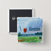 私はVoronino (ロシアの村)ボタンのバッジを愛します 缶バッジ (正面&裏面)
