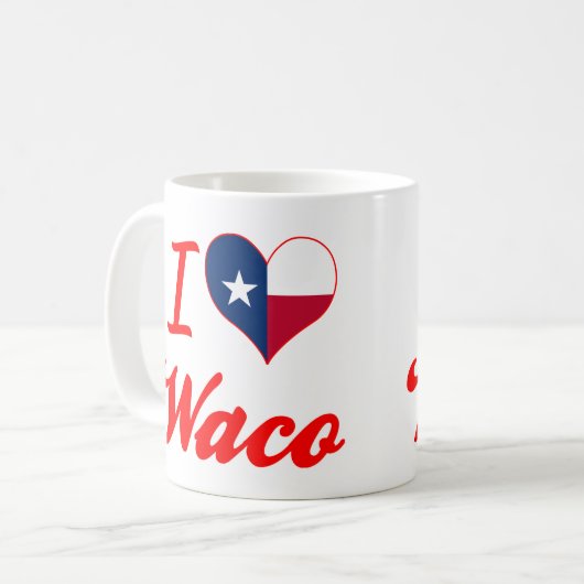 私はWaco、テキサス州を愛します コーヒーマグカップ (正面左)