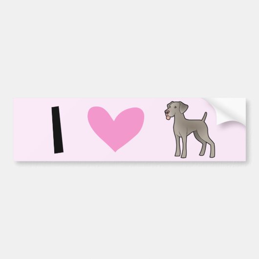 私はWeimaranersを愛します バンパーステッカー (正面)