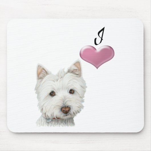 私はWestie犬の芸術のデザインを愛します マウスパッド (正面)