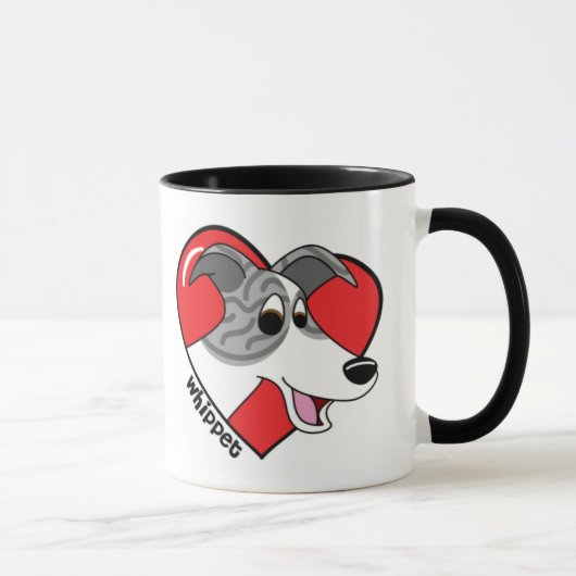 私はWhippetの私のマグを愛します マグカップ (右)