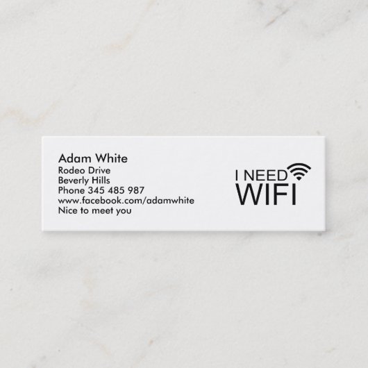 私はwifiのインターネットを必要とします スキニー名刺 (正面)