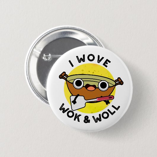 私はWokとWoll Wok Punをおもしろい愛中国のしている 缶バッジ (正面&裏面)