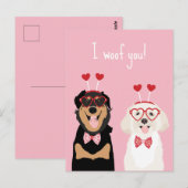 私はWoof Youバレンタイン犬のロットワイラーマルティポパピー ポストカード (正面/裏面)