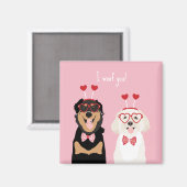 私はWoof Youバレンタイン犬のロットワイラーマルティポパピー マグネット (正面/裏面)