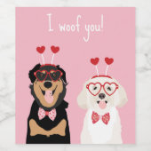 私はWoof Youバレンタイン犬のロットワイラーマルティポパピー ワインラベル (シングルラベル)