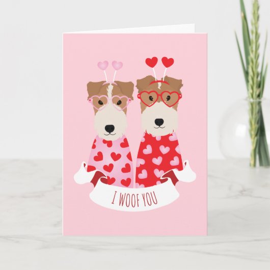 私はWoof You Valentine Welsh Terrier Dogs シーズンカード (正面)