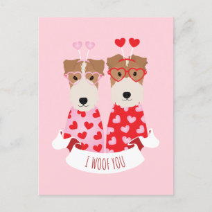 私はWoof You Valentine Welsh Terrier Dogs シーズンポストカード