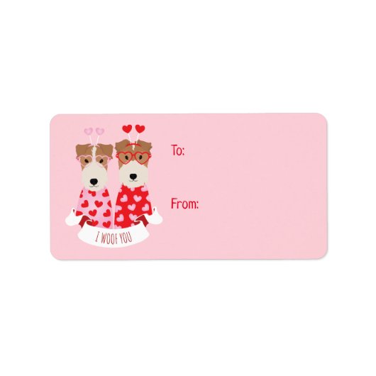 私はWoof You Valentine Welsh Terrier Dogs ラベル (正面)