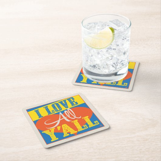 私はY'allを愛している スクエアペーパーコースター (インサイチュ)