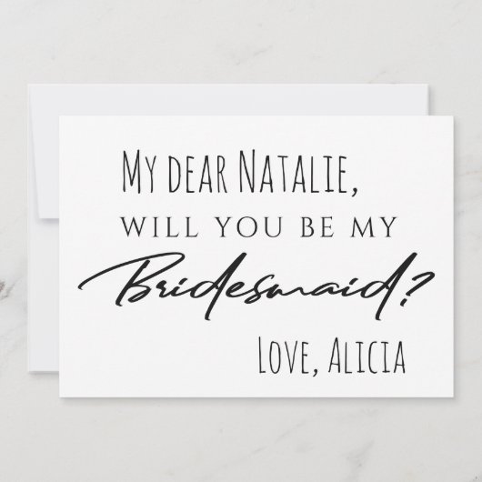 私はyesのおもしろい花嫁タイポグラフィ提案を言った 招待状 (裏面)