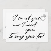 私はyesのおもしろい花嫁タイポグラフィ提案を言った 招待状 (正面/裏面)