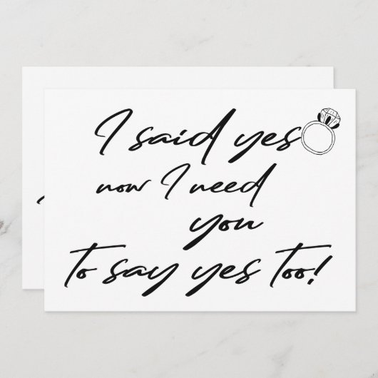 私はyesのおもしろい花嫁タイポグラフィ提案を言った 招待状 (正面/裏面)