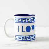 私はYIAYIAのギリシャ人の鍵を愛します ツートーンマグカップ (左)