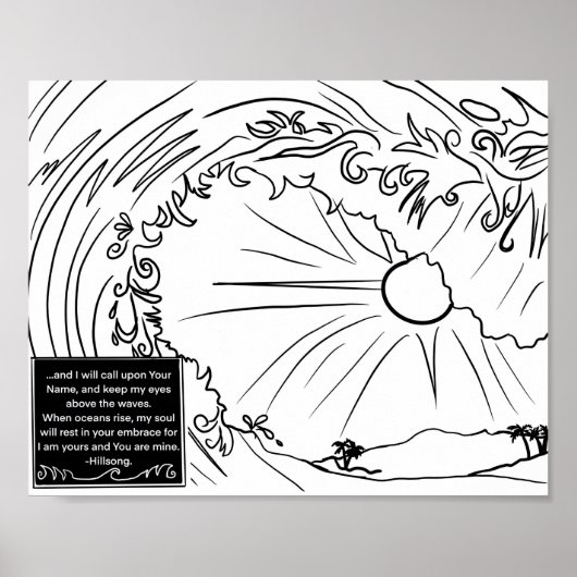 私はYours、大きな熱帯波の大人の着色 ポスター (正面)