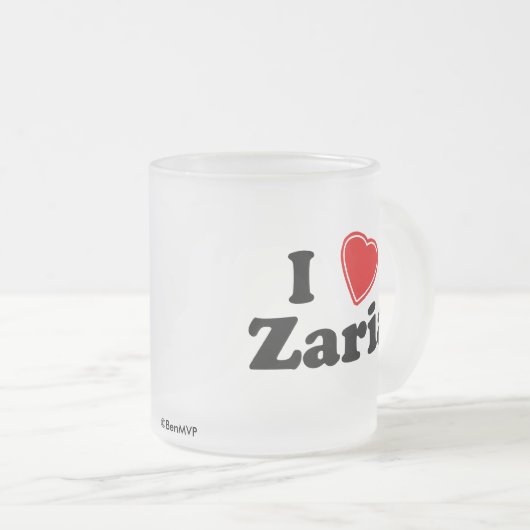 私はZariaを愛します フロストグラスマグカップ (正面右)