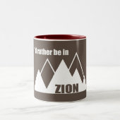 私はZion National Park Utah Mountainにいるほうがいい ツートーンマグカップ (中央)