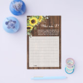 私ひまわりウェスタンブライダルシャワーゲームカード チラシ (シングル)