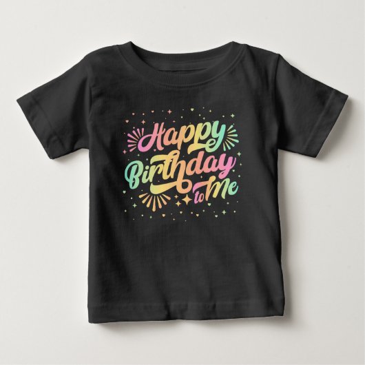 私への誕生日おめでとう レインボータイポグラフィ ベビーTシャツ (正面)