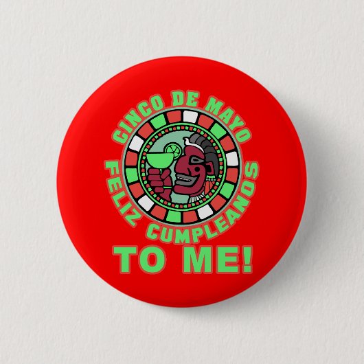 私へのFeliz Cumpleanos! スペイン語のハッピーバースデー 缶バッジ (正面)