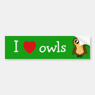 私またはハートのフクロウのかわいくだらしないフクロウのバンパーステ バンパーステッカー