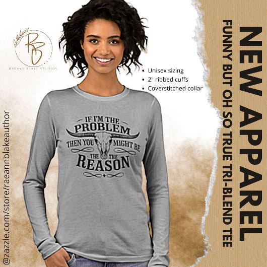 私もしが問題のおもしろい長袖 トライブレンドTシャツ