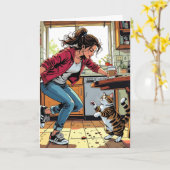 私もしが必要だ! | コーヒおもしろいーとネコ カード (黄色い花)