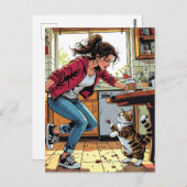 私もしが必要だ! | コーヒおもしろいーとネコ ポストカード (正面/裏面)