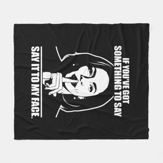 私もしの得顔に言いたいことがある フリースブランケット (正面(横))