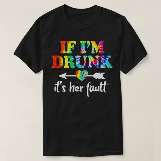 私もしは彼女の飲故障のネクタイ染めカップルマッチン Tシャツ (デザイン正面)