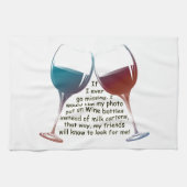 私もしは行く恋しく思こと…おもしろいワインことわざギフト キッチンタオル (横)