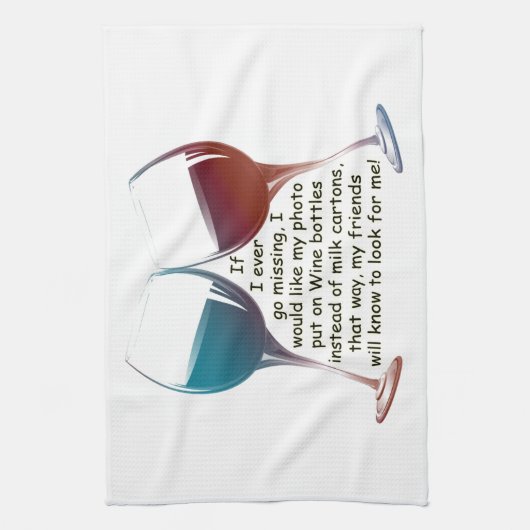 私もしは行く恋しく思こと…おもしろいワインことわざギフト キッチンタオル (縦)