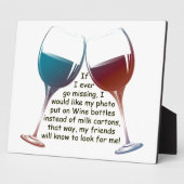私もしは行く恋しく思こと…おもしろいワインことわざギフト フォトプラーク (側面)