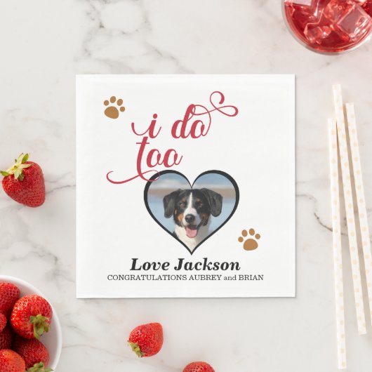 私もだ！結婚のナプキンと犬の写真 スタンダードランチョンナプキン (インサイチュ)