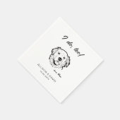 私もパーソナライズされたスケッチ犬のペット名結婚の スタンダードカクテルナプキン (角)