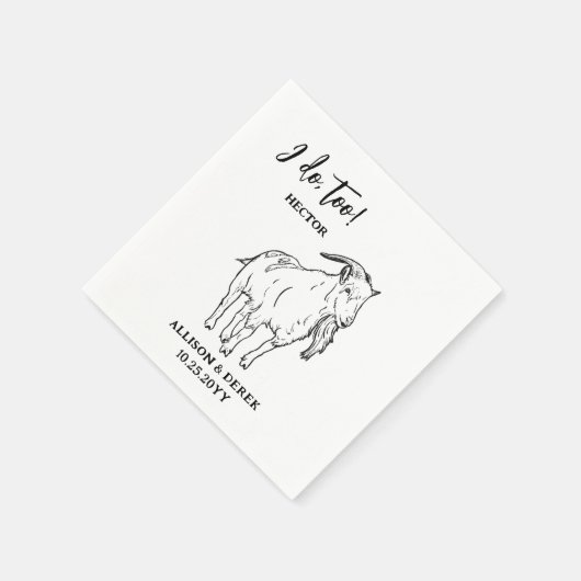 私もヤギカスタムスケッチのペット名結婚の スタンダードカクテルナプキン (角)