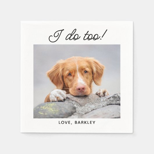 私も写真シンプル可愛いおもしろい犬ペットズ結婚する スタンダードカクテルナプキン (正面)