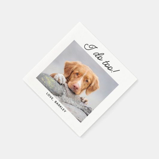 私も写真シンプル可愛いおもしろい犬ペットズ結婚する スタンダードカクテルナプキン (角)