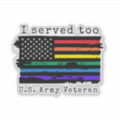 "私も務めた" LGBTQ陸軍退役軍人シール シール (正面)