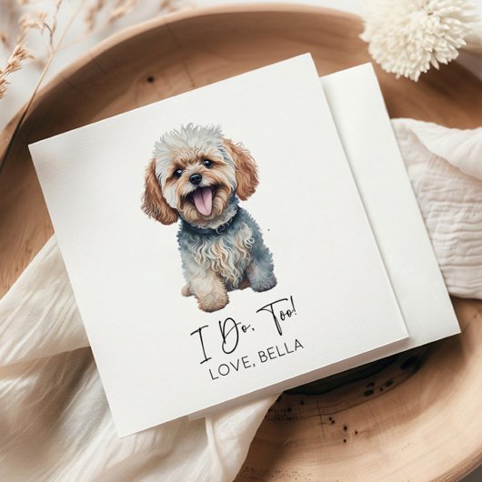 私も愛してる！マルチーズ＋プードル　犬の結婚式 スタンダードカクテルナプキン
