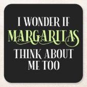 私も疑問に思もしマルガリ考えータスに スクエアペーパーコースター (正面)