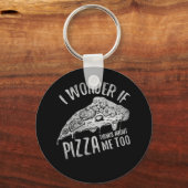私も疑問に思ピッザを考え食べる キーホルダー (正面)