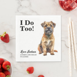 私も結婚します Border Terrier 犬の写真 ウェディング スタンダードランチョンナプキン