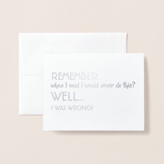 私も間違ってた - 面白いブライズメン提案 箔カード (封筒付き正面)